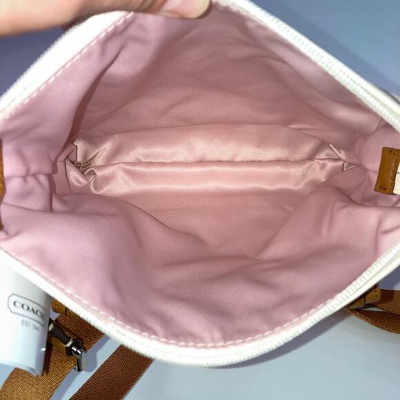 COACH F45012 WHTIE, BROWN SMALL LEATHER CROSSBODY BAG ASIS - Picture 12 of 15